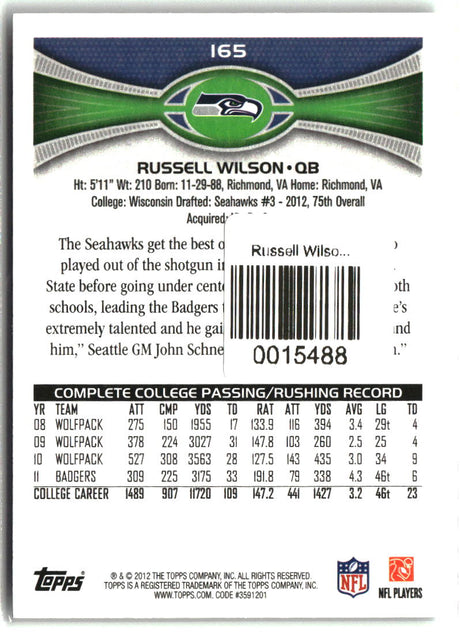 Russell Wilson 2012 Topps #165