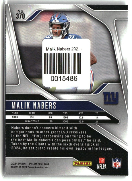 Malik Nabers 2024 Panini Prizm #370