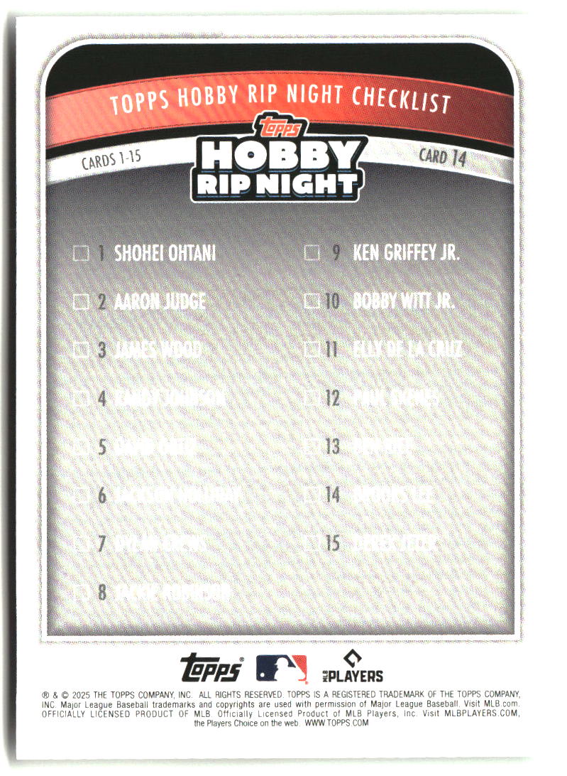 Brooks Lee 2025 Topps Hobby Rip Night #14