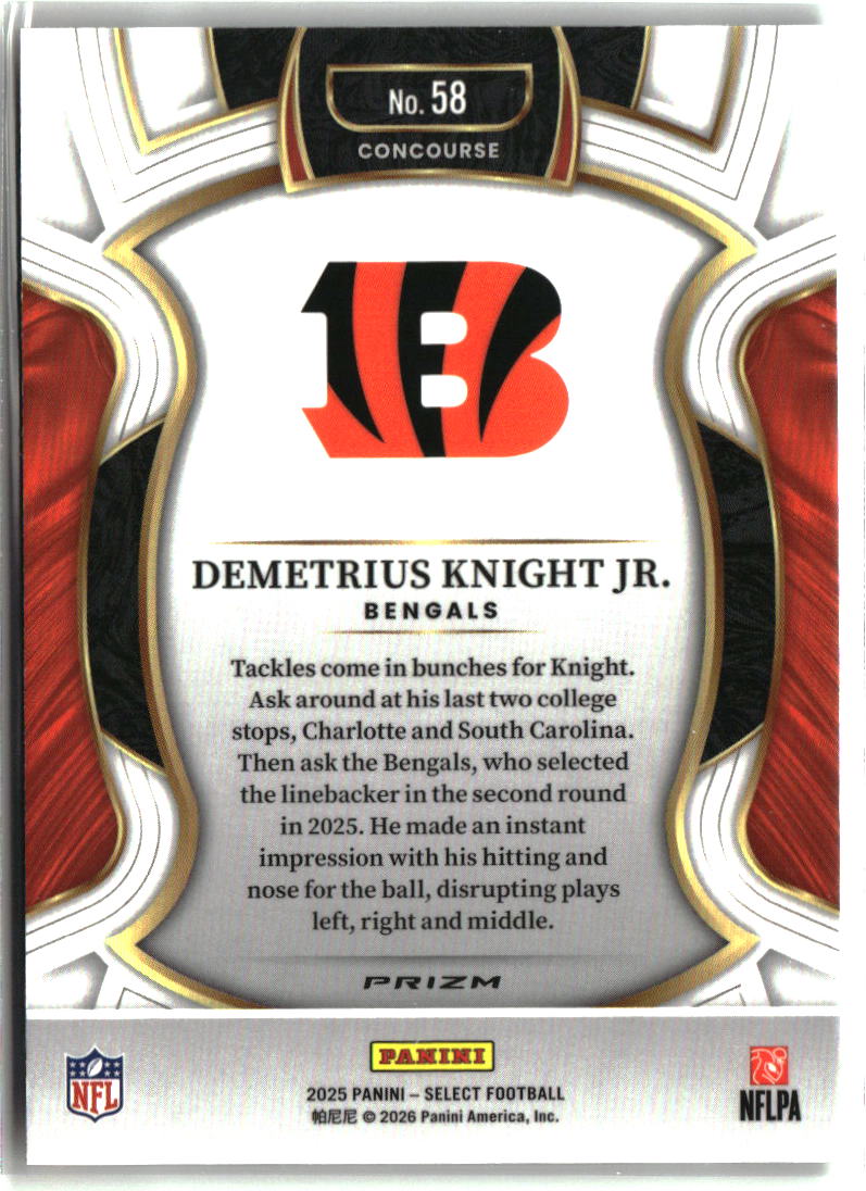 Demetrius Knight Jr. 2025 Panini Select Black and Orange Prizm Shock #58