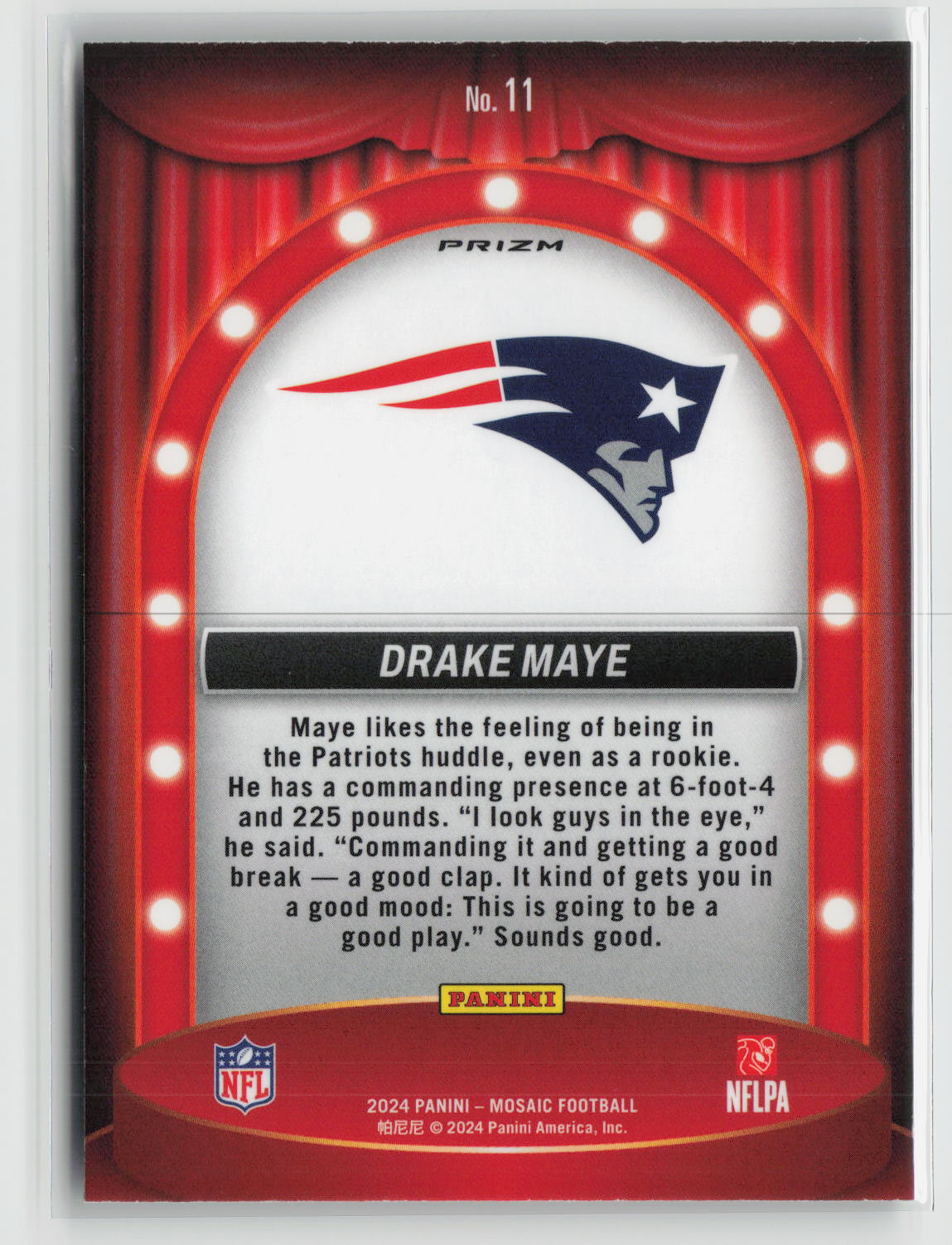 Drake Maye 2024 Panini Mosaic Center Stage Silver #11