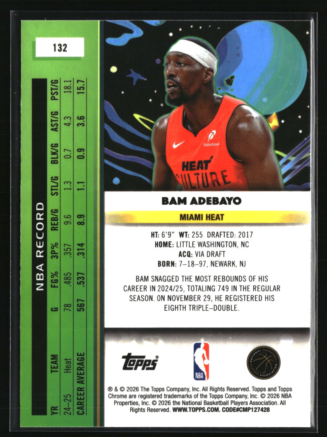 Bam Adebayo 2025-26 Topps Chrome Cosmic #132