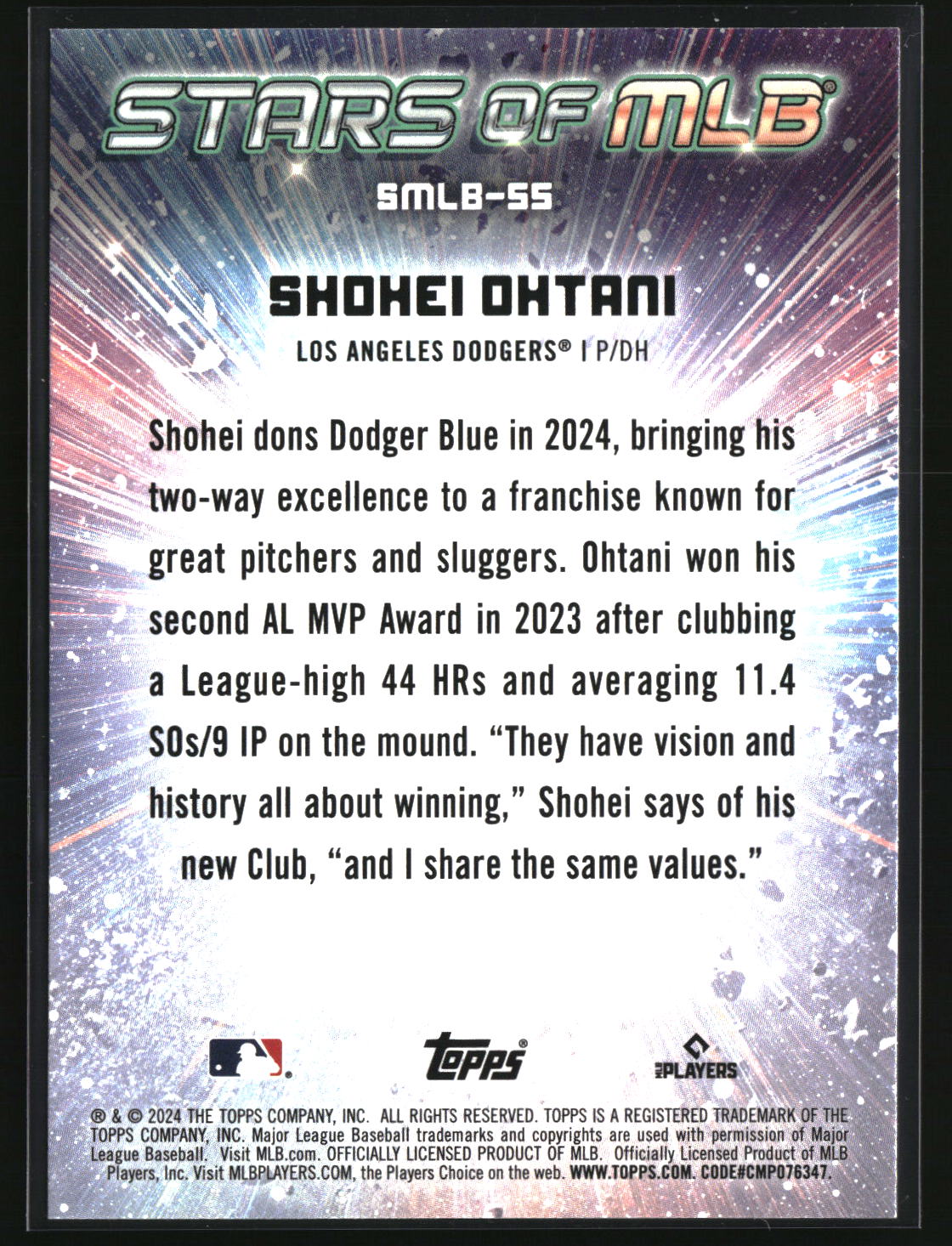 Shohei Ohtani 2024 Topps Stars of MLB #SMLB-55