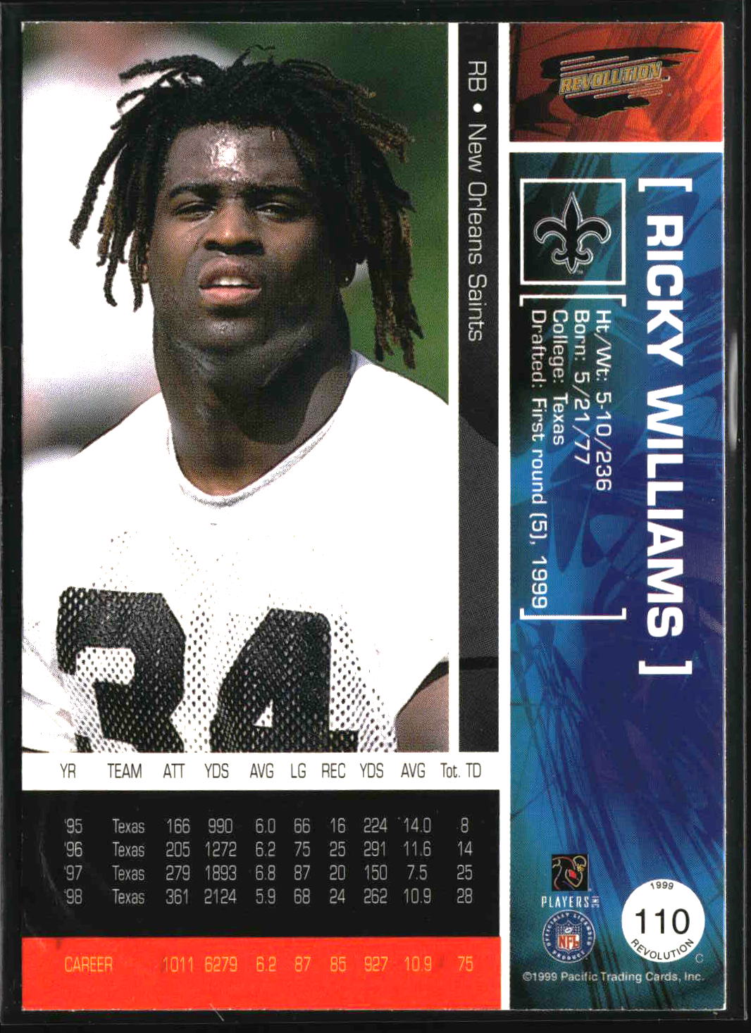 Ricky Williams 1999 Pacific Revolution #110