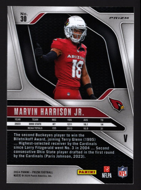 Marvin Harrison Jr. 2024 Panini Prizm Rookie Variations Silver Prizm #30