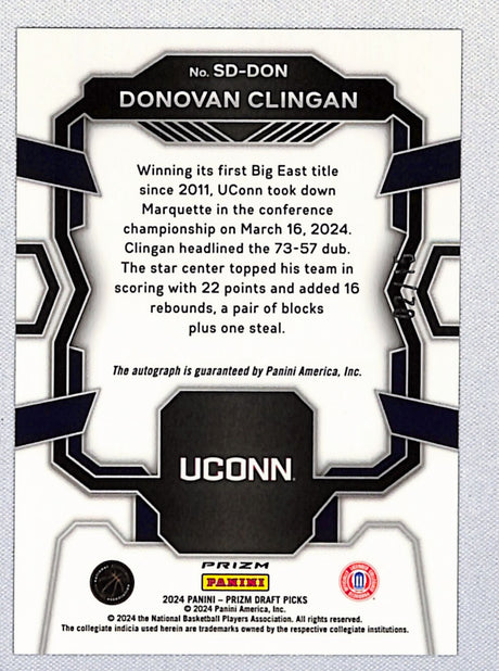 Donovan Clingan 2024 Prizm Draft Picks Signing Day Purple Pulsar #SD-DON #/15