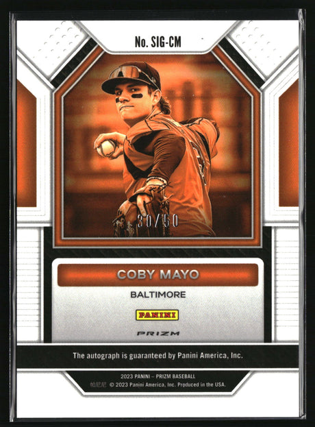 Coby Mayo 2023 Panini Prizm Signatures Orange Wave Prizms #SIG-CM #/50