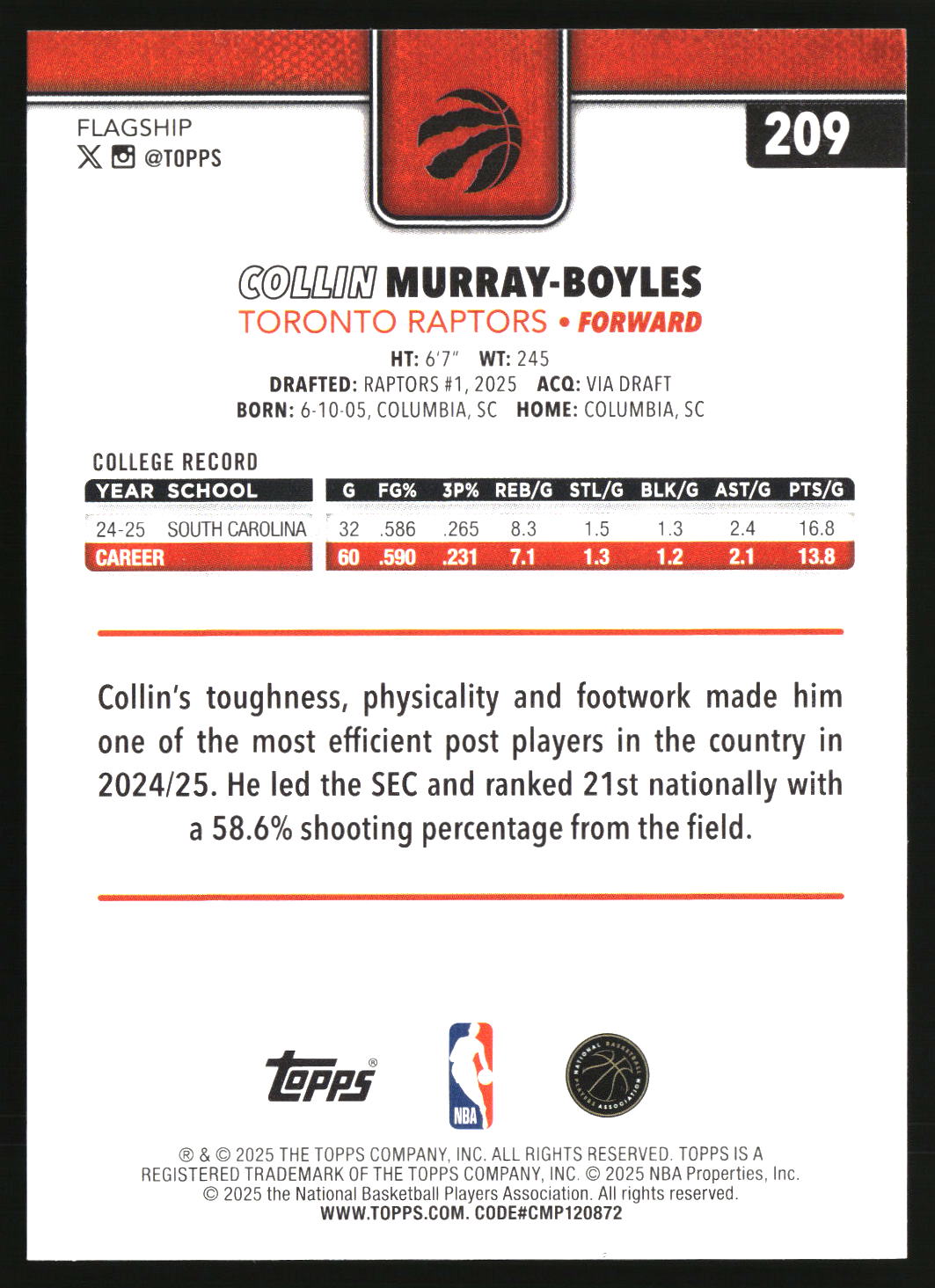 Collin Murray-Boyles 2025-26 Topps #209