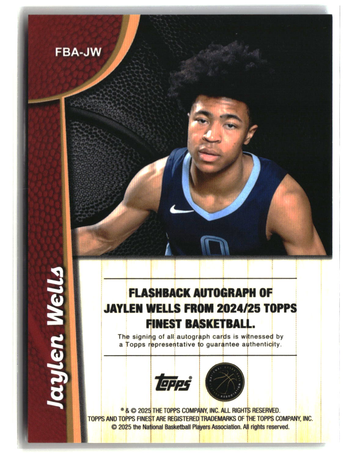 Jaylen Wells 2024-25 Finest Flashback Autographs /99 #FBA-JW