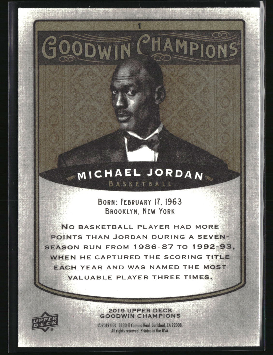 Michael Jordan 2019 Upper Deck Goodwin Champions Royal Blue #1