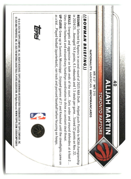 Alijah Martin 2025-26 Bowman #40