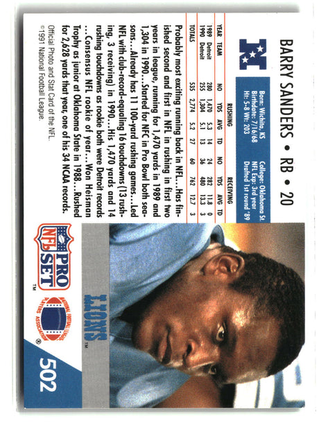 Barry Sanders 1991 Pro Set #502