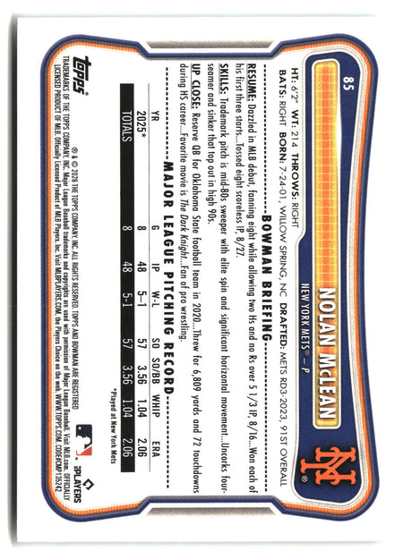 Nolan McLean 2026 Bowman #85