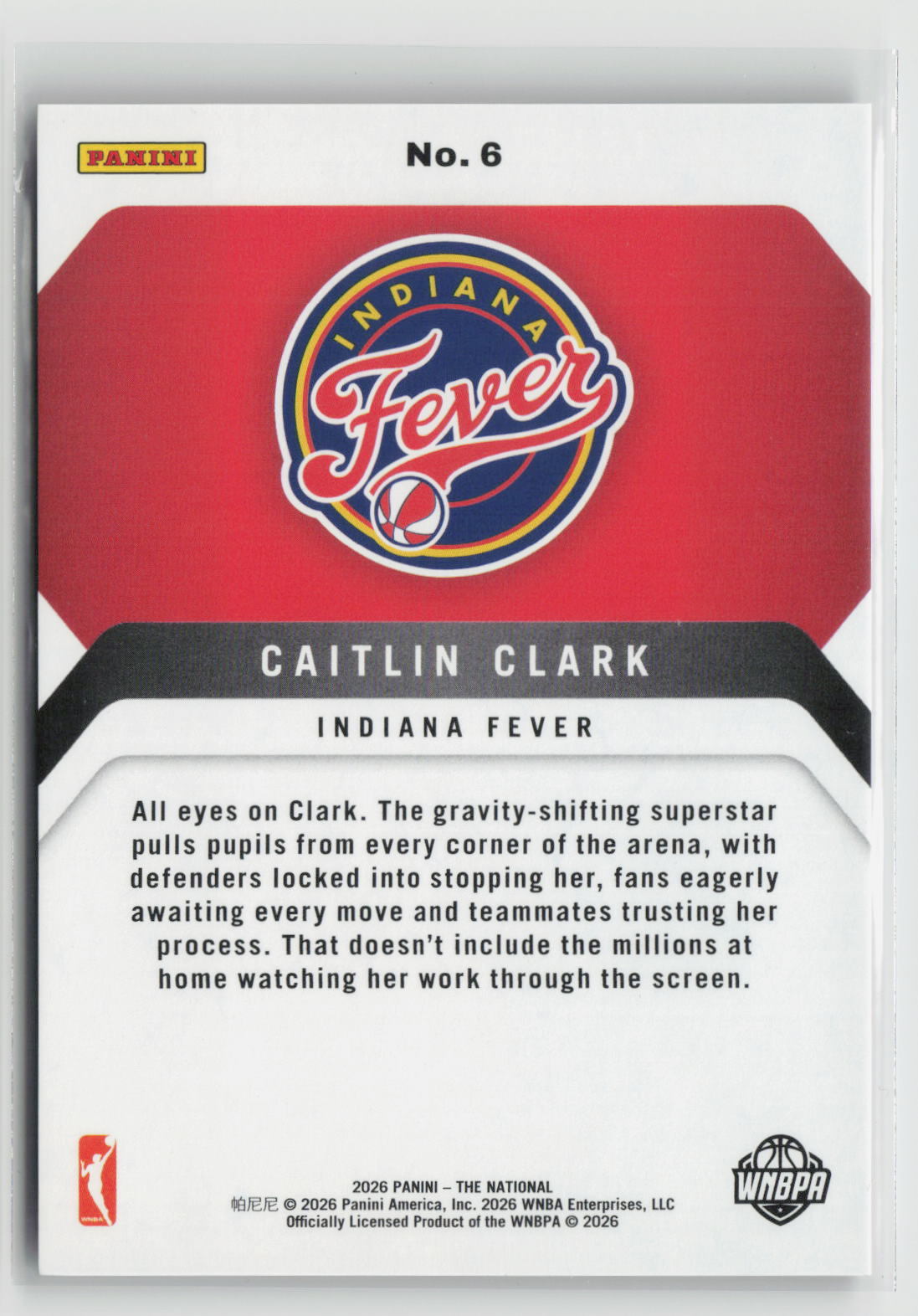 Caitlin Clark 2026 Panini National Convention Silver Redemption Red #6 #/75