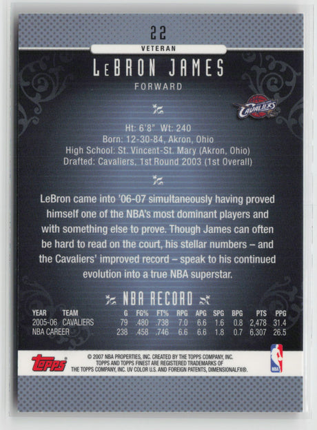 LeBron James 2006-07 Finest #22