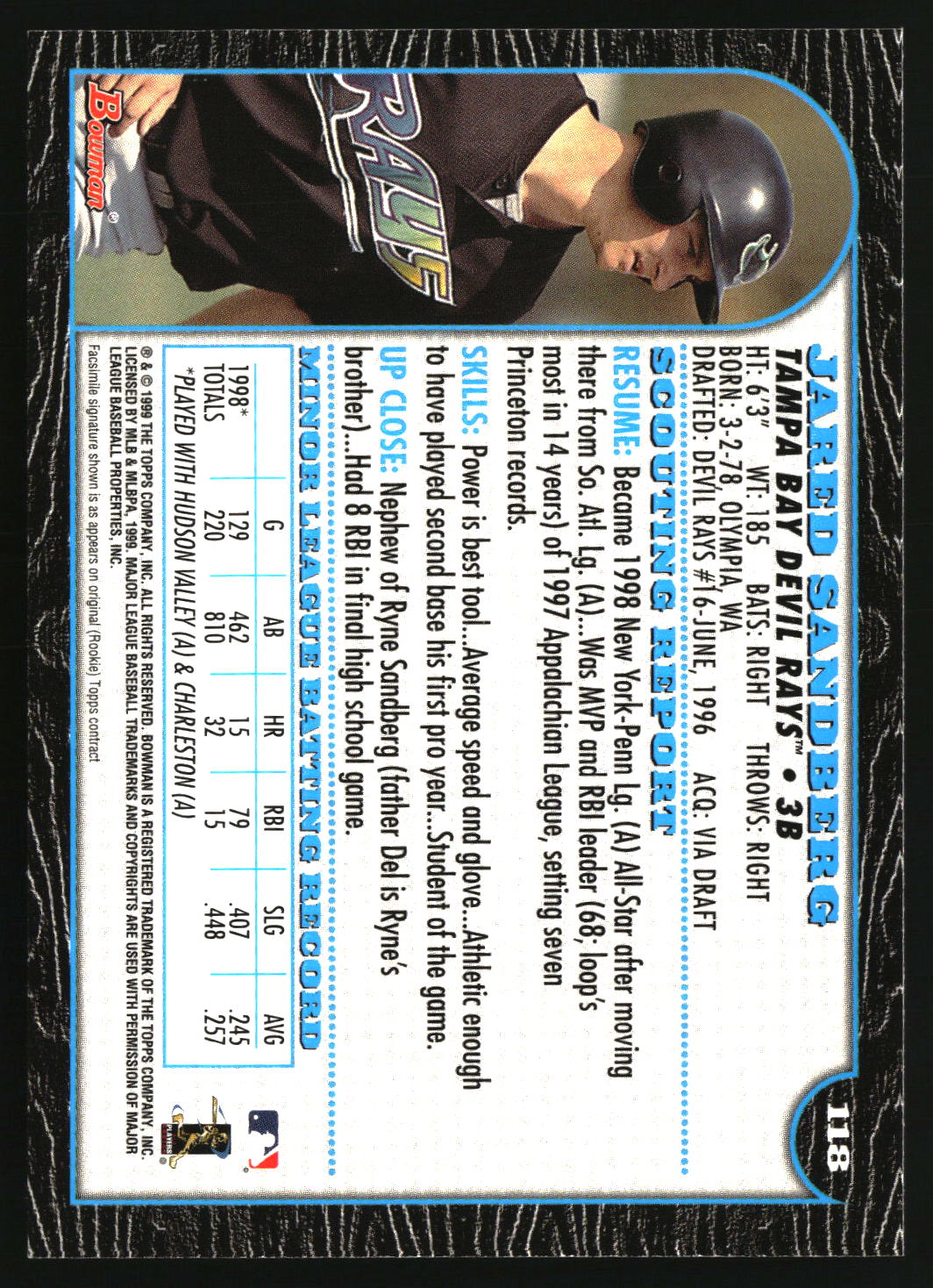 Jared Sandberg 1999 Bowman #118