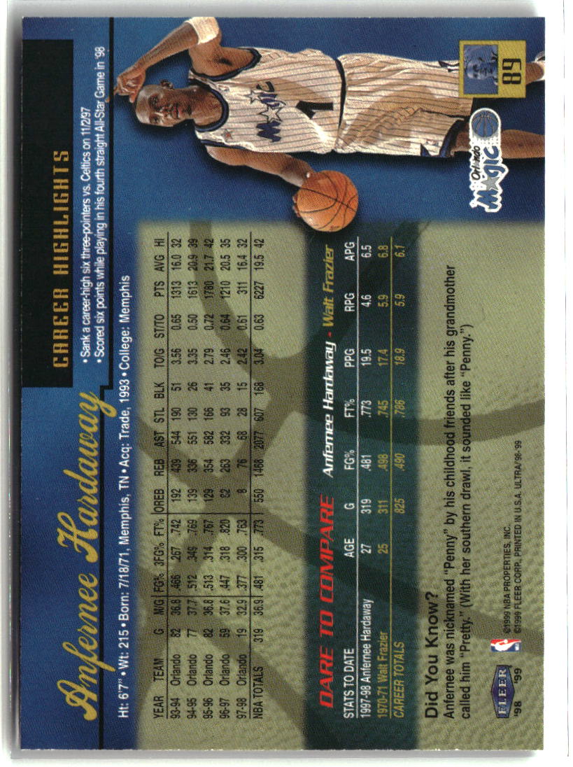 Anfernee Hardaway 1998-99 Ultra #89