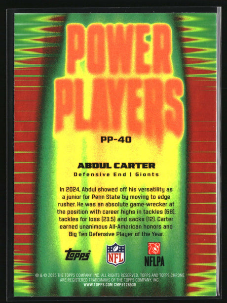 Abdul Carter 2025 Topps Chrome Power Players #PP-40