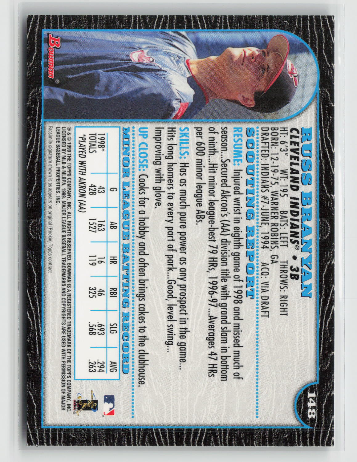 Russ Branyan 1999 Bowman #148