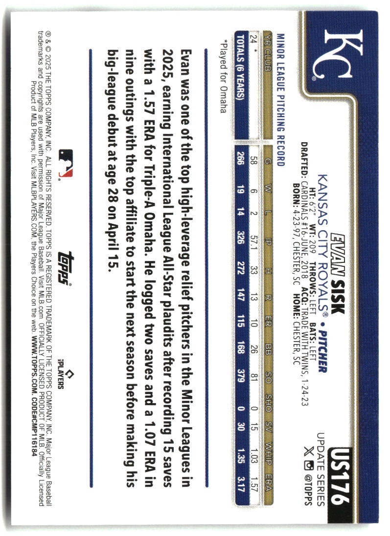 Evan Sisk 2025 Topps Update #US176