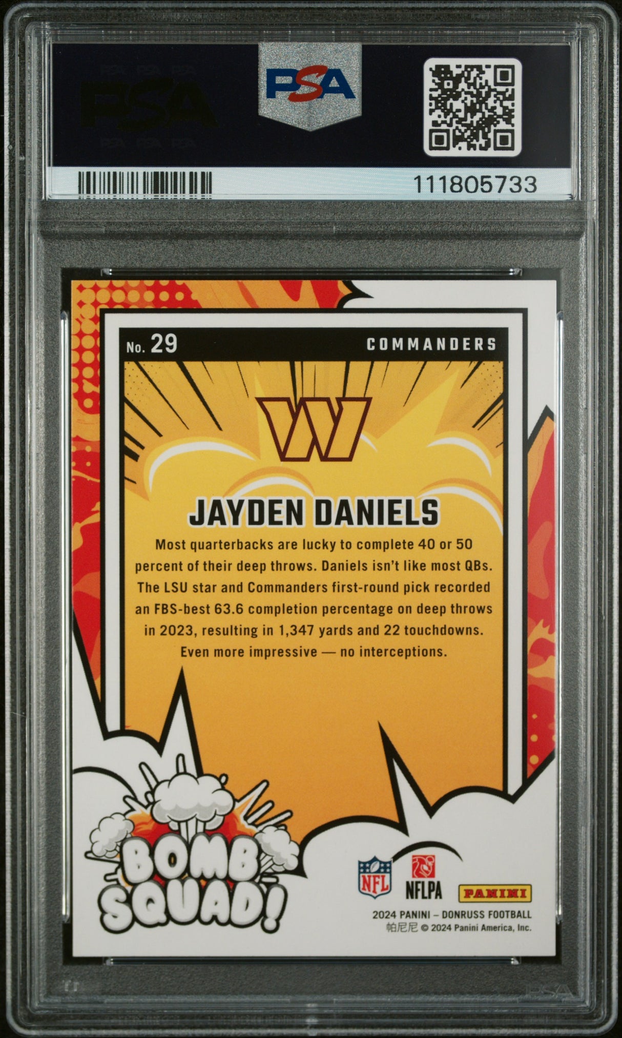 Jayden Daniels 2024 Panini Donruss Bomb Squad #29 PSA 10