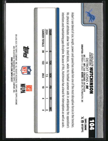 Aidan Hutchinson 2025 Topps Chrome Pulsar Refractor #104