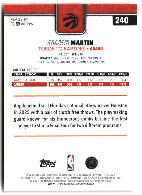 Alijah Martin 2025-26 Topps #240