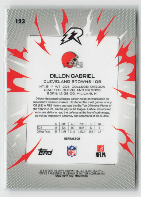 Dillon Gabriel 2025 Topps Resurgence Refractor #123