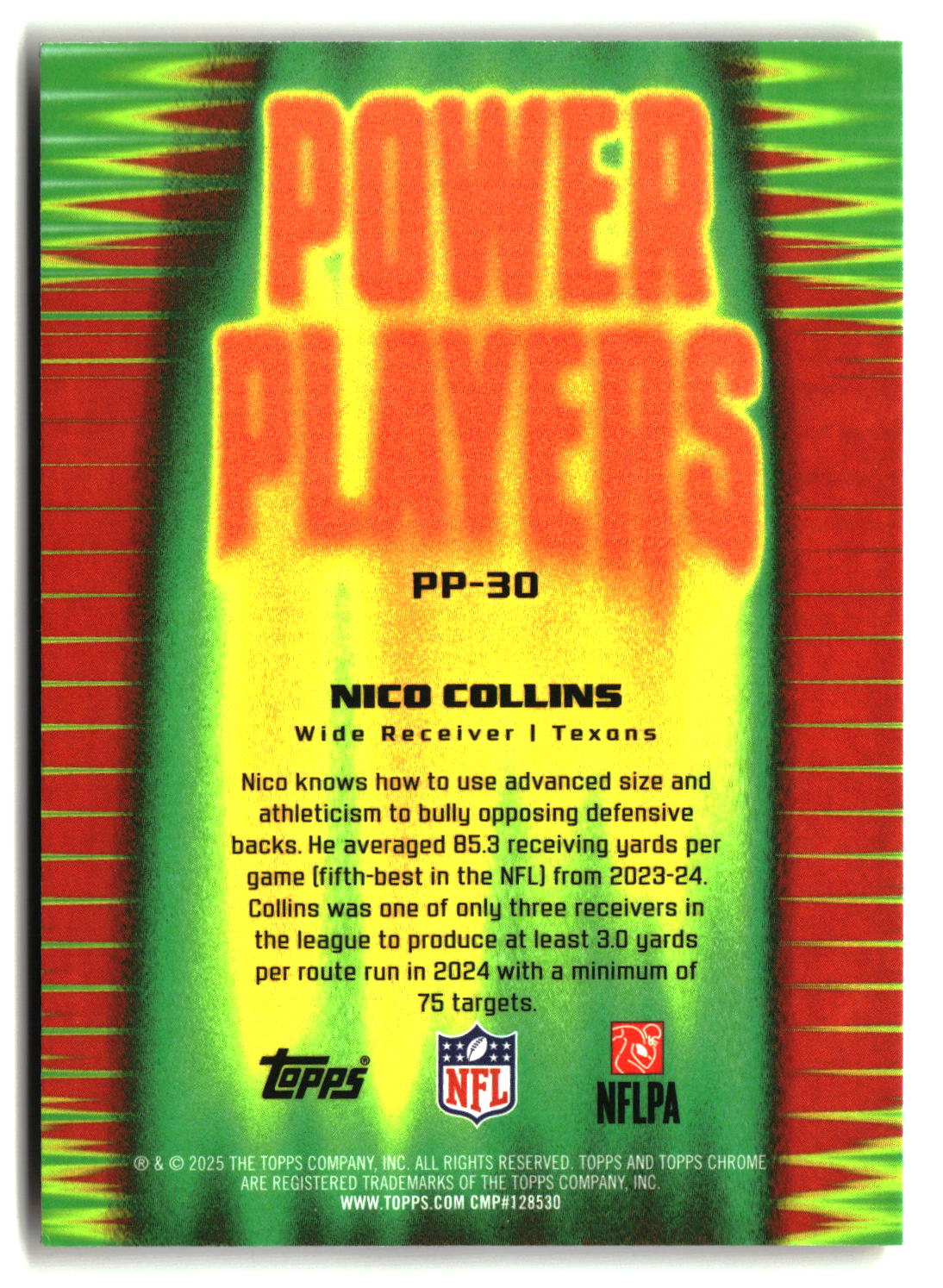 Nico Collins 2025 Topps Chrome Power Players #PP-30