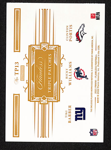 Barber / Williams / Portis 2021 Flawless Triple Patches Sapphire #TP13 #/10