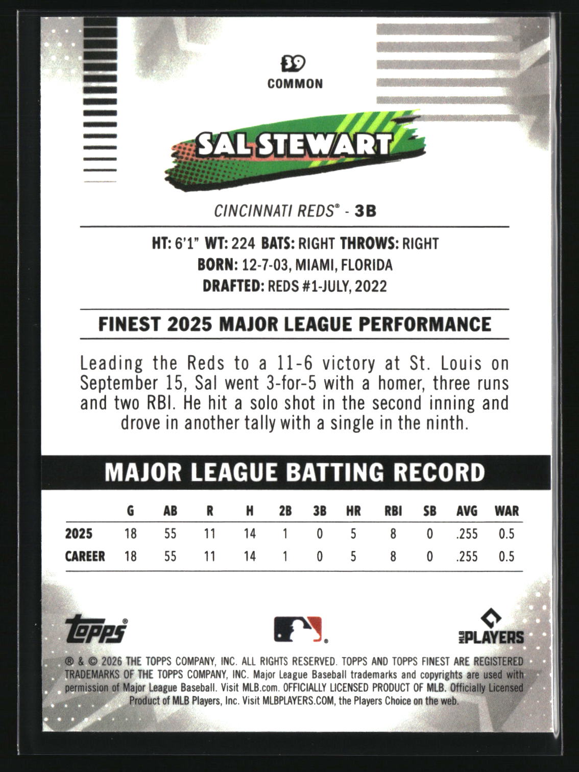 Sal Stewart 2026 Finest #39