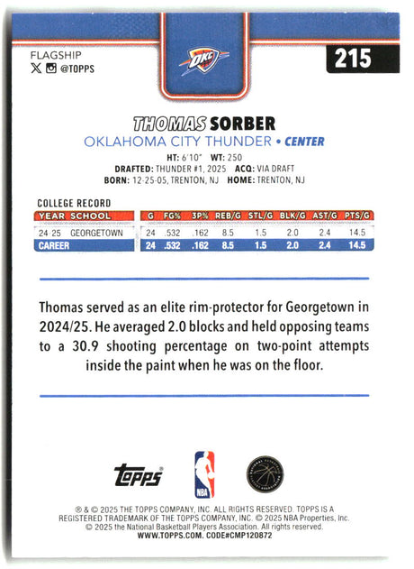 Thomas Sorber 2025-26 Topps #215