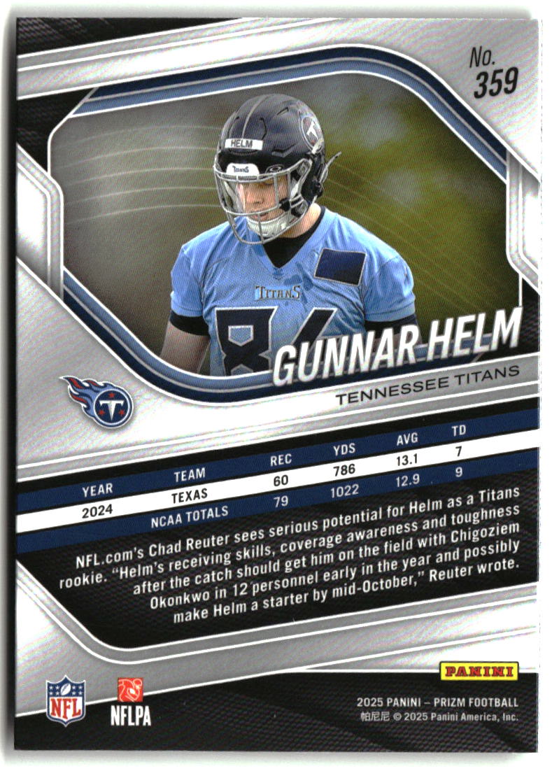 Gunnar Helm 2025 Panini Prizm #359