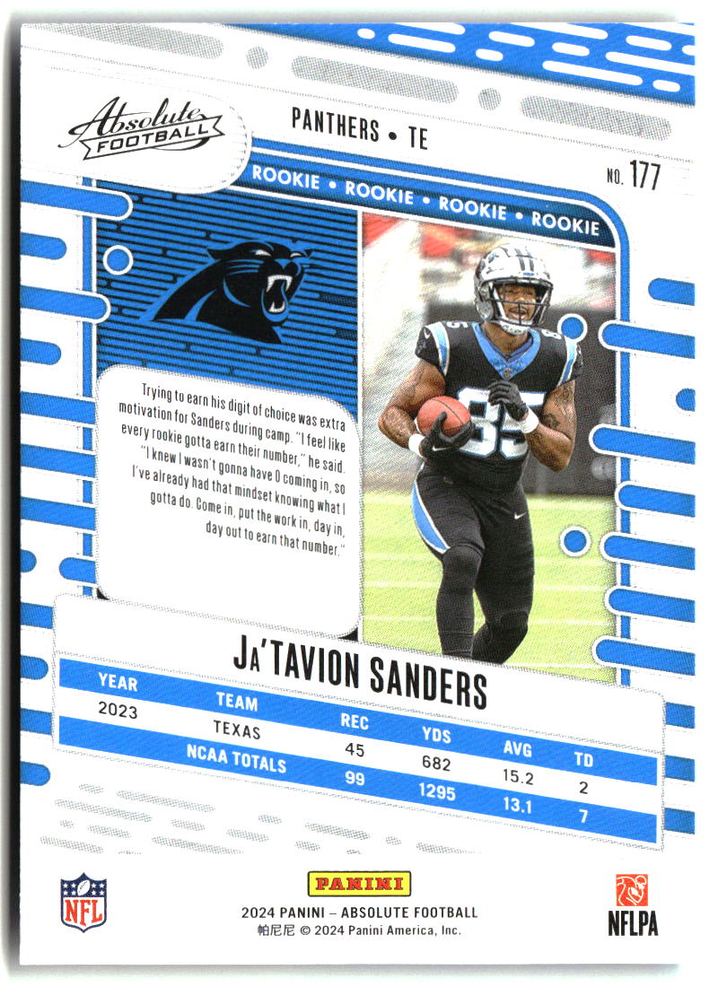 Ja'Tavion Sanders 2024 Panini Absolute Retail #177