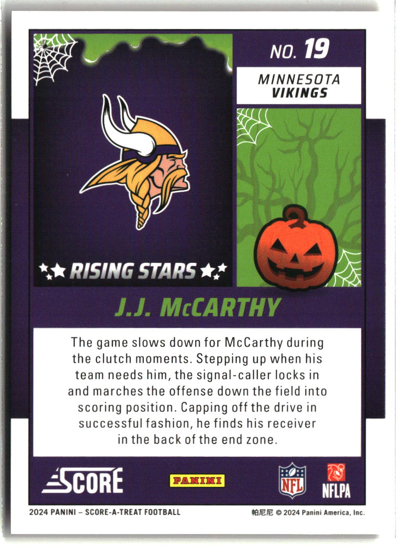J.J. McCarthy 2024 Score-A-Treat Rising Stars Orange Pumpkin #19