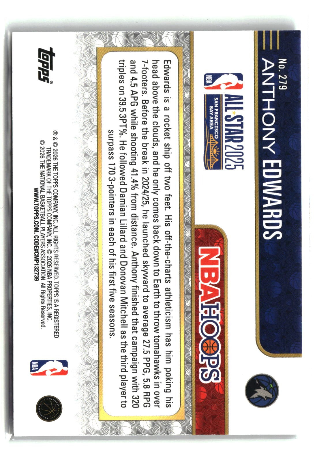 Anthony Edwards 2025-26 Hoops #279