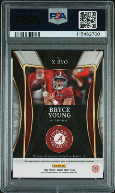 Bryce Young 2022 Panini Select Draft Picks X-Factor Signatures #XBYO PSA 9