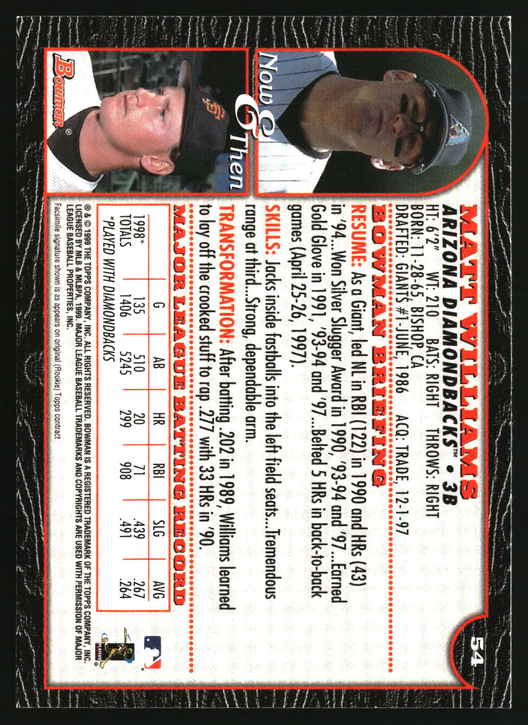 Matt Williams 1999 Bowman #54