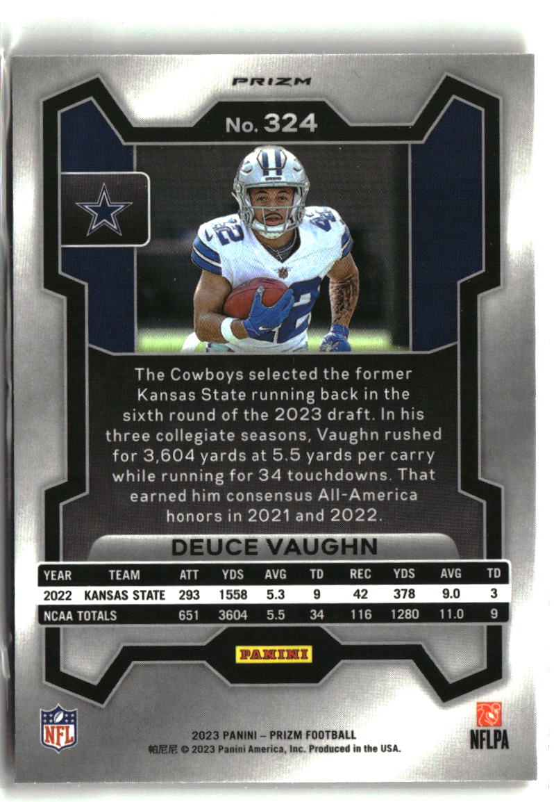 Deuce Vaughn 2023 Panini Prizm Lazer #324