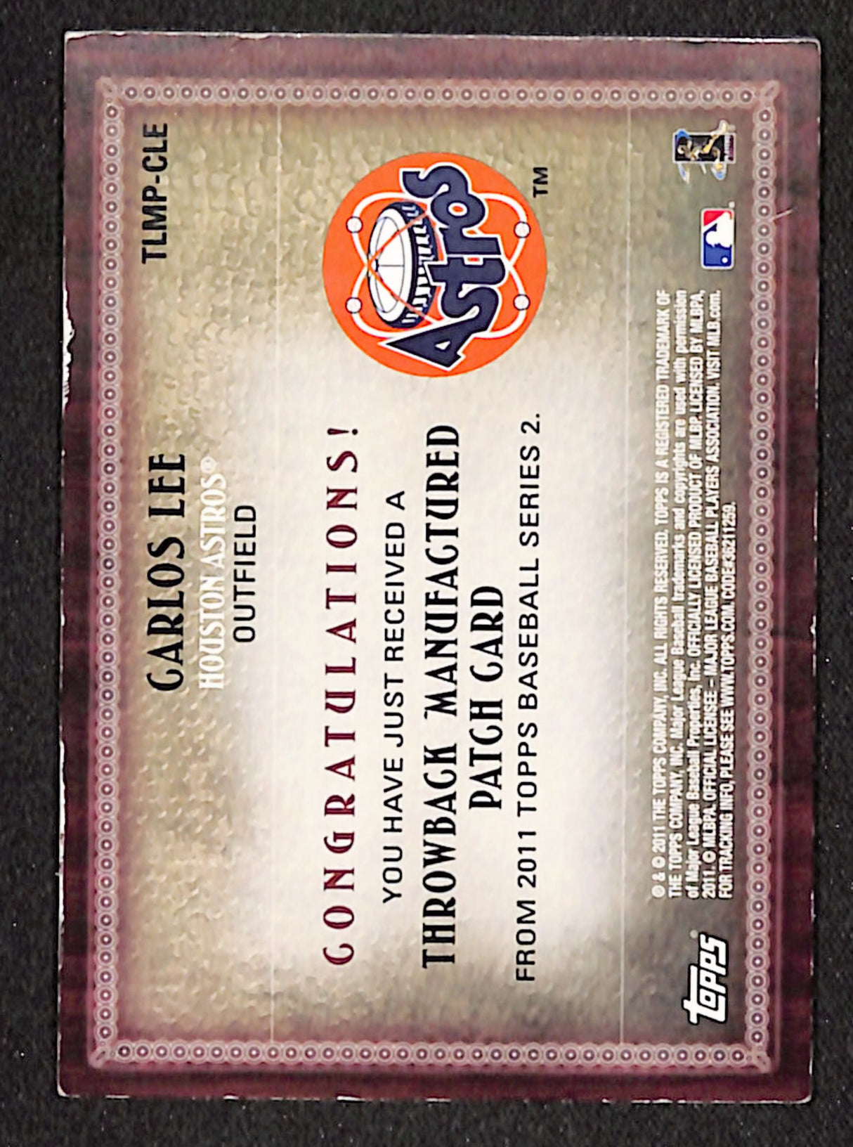 Carlos Lee 2011 Topps Throwback Logo Manufactured Patch #TLMP-CLE