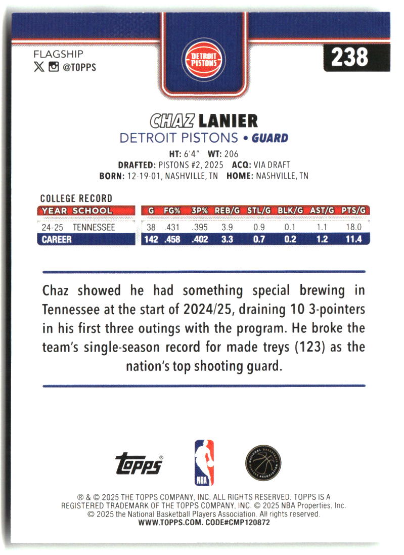 Chaz Lanier 2025-26 Topps #238