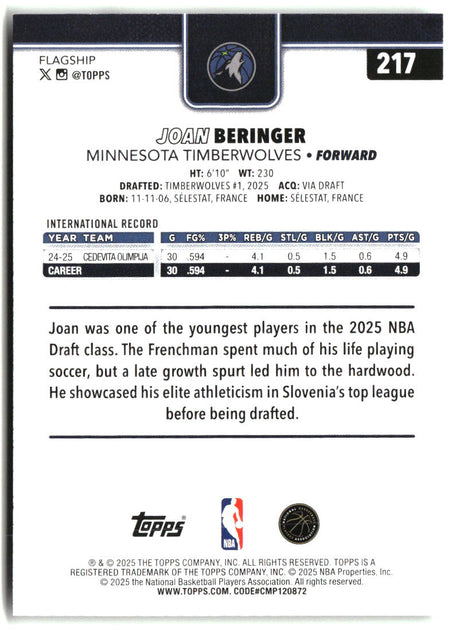 Joan Beringer 2025-26 Topps #217
