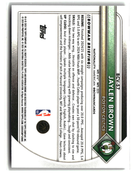 Jaylen Brown 2025-26 Bowman Chrome Fuchsia Refractors #BCV-57 #/199