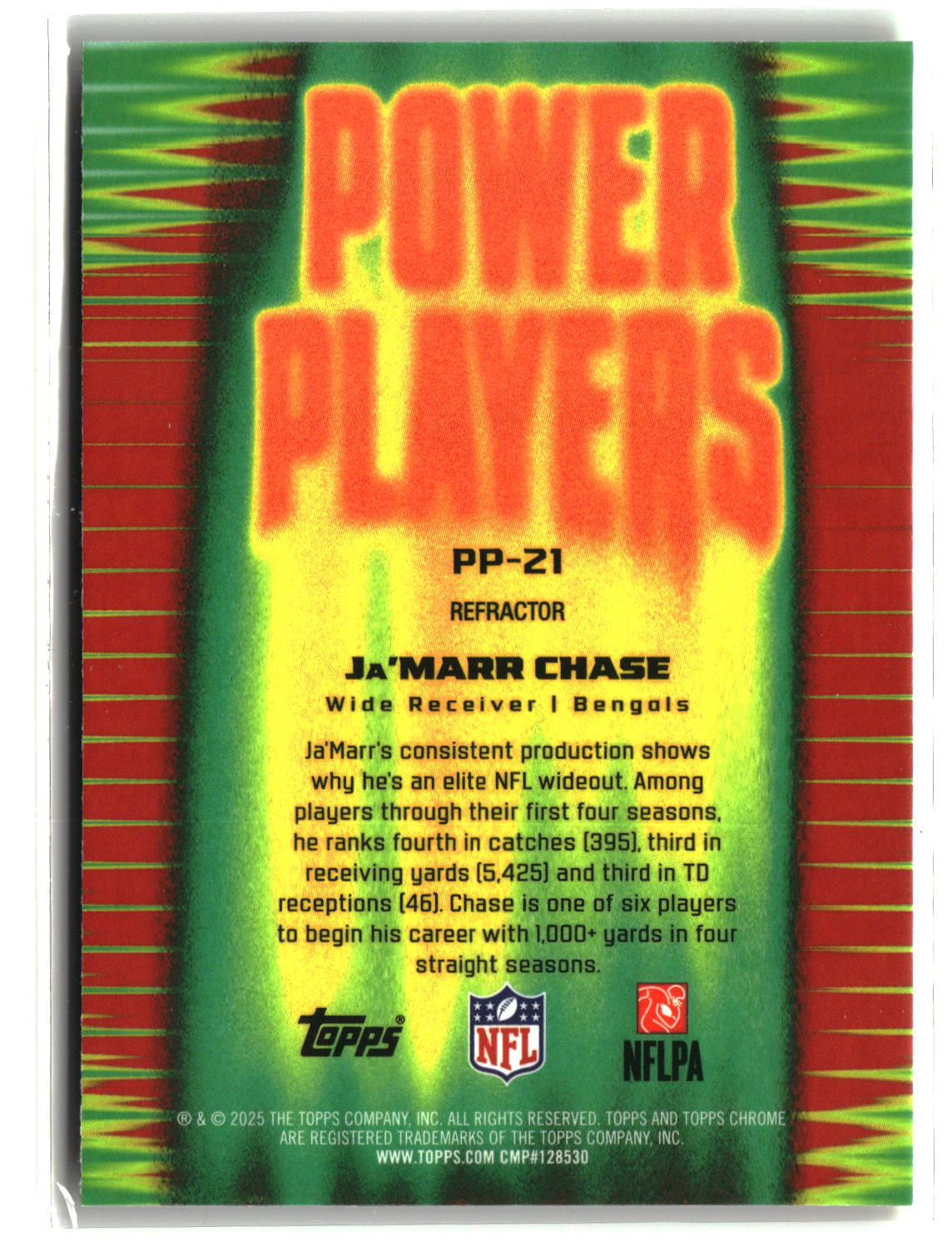 Ja'Marr Chase 2025 Topps Chrome Power Players Refractor #PP-21