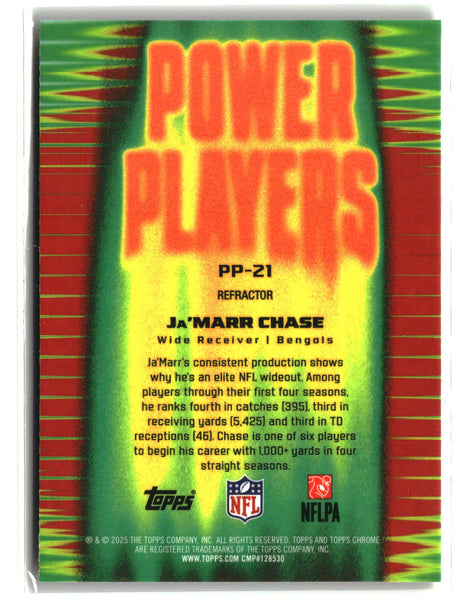 Ja'Marr Chase 2025 Topps Chrome Power Players Refractor #PP-21