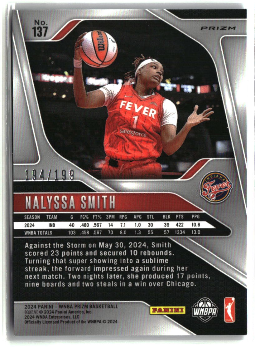 NaLyssa Smith 2024 Panini Prizm WNBA Blue Prizms #137 #/199