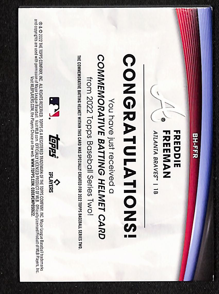Freddie Freeman 2022 Topps Batting Helmet Commemorative Relic #BH-FFR