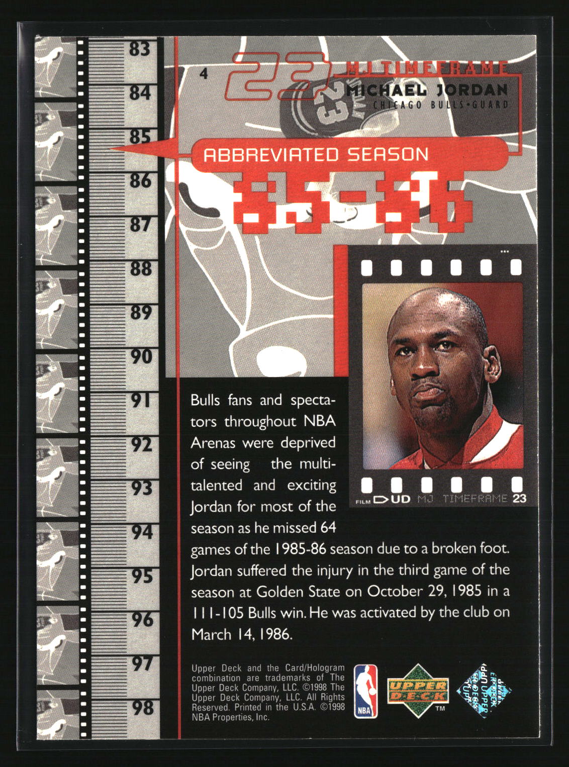 Michael Jordan 1998 Upper Deck Michael Jordan Living Legend #4