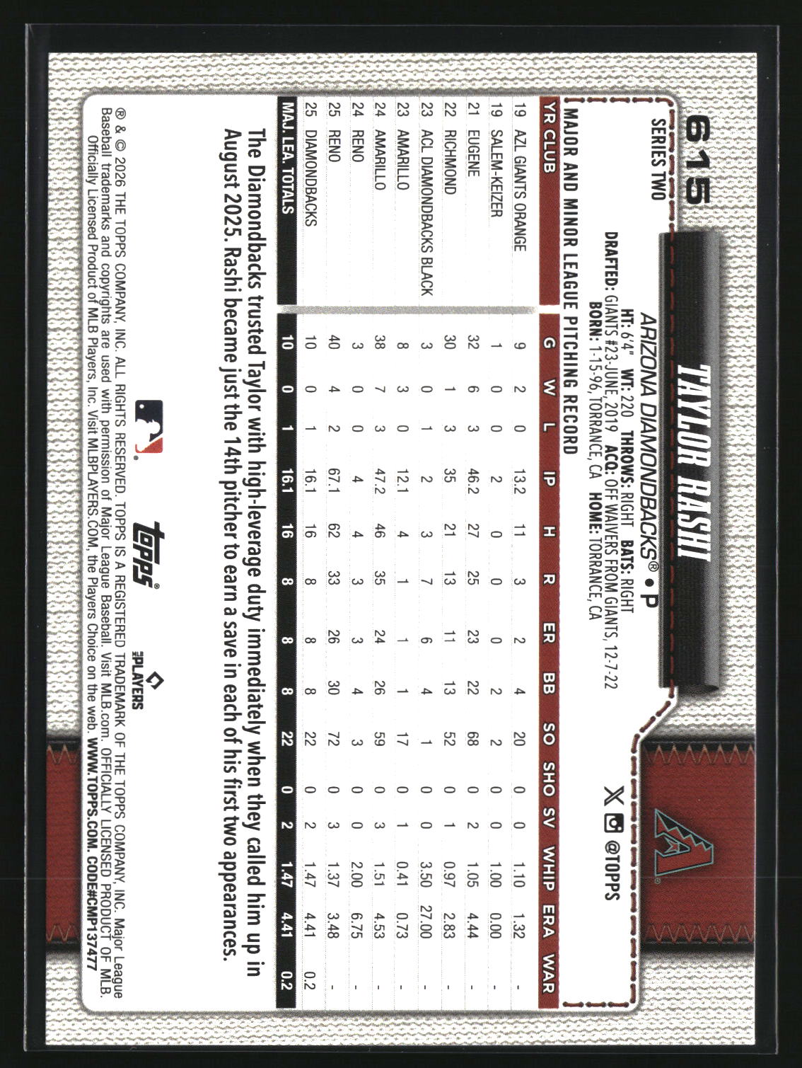 Taylor Rashi 2026 Topps #615