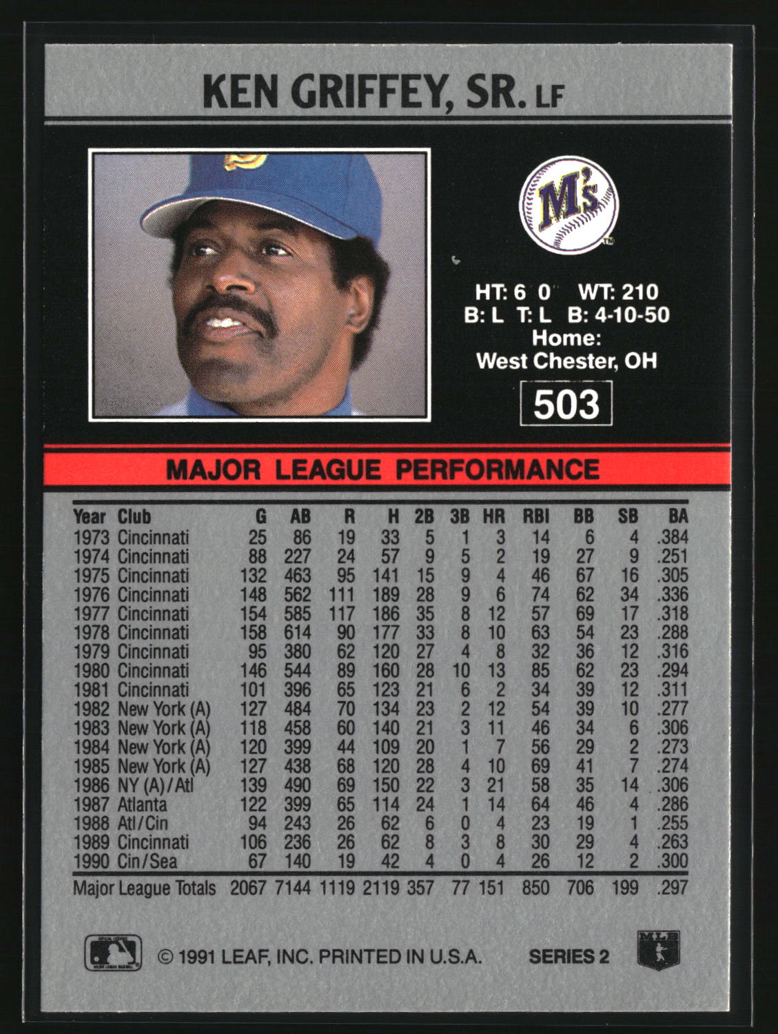 Ken Griffey, Sr. 1991 Leaf #503